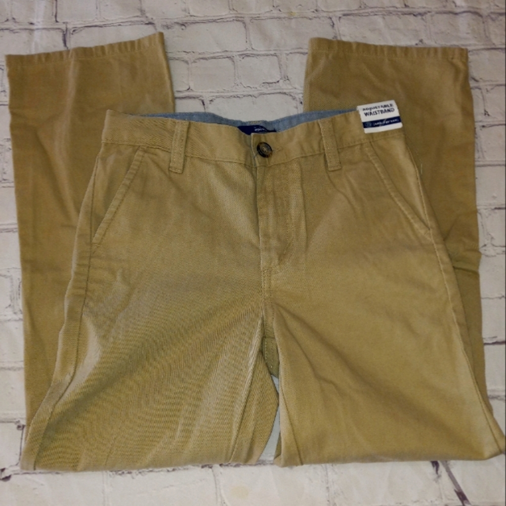 NWT Boys 10 Basic Editions Tan Khaki Pants w/adjustable button waist